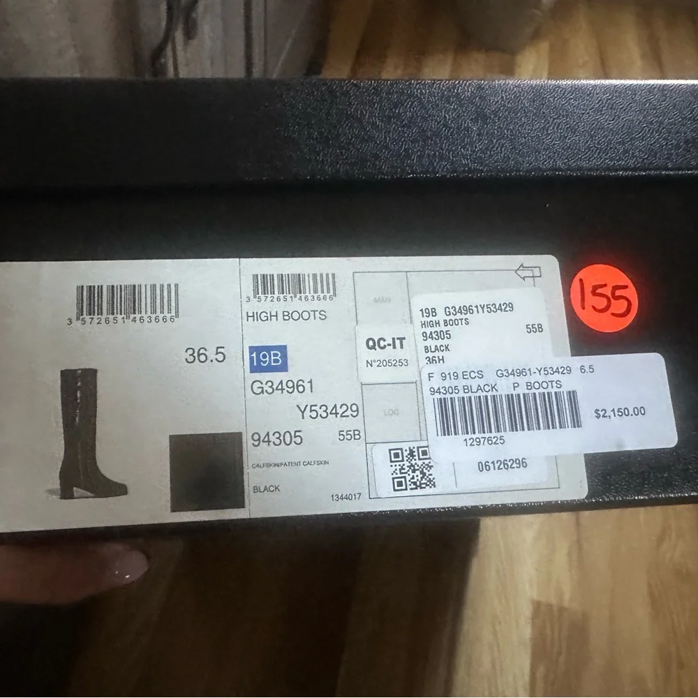CHANEL 19B Calfskin Leather Signature Logo Knee High Tall Boots Heels